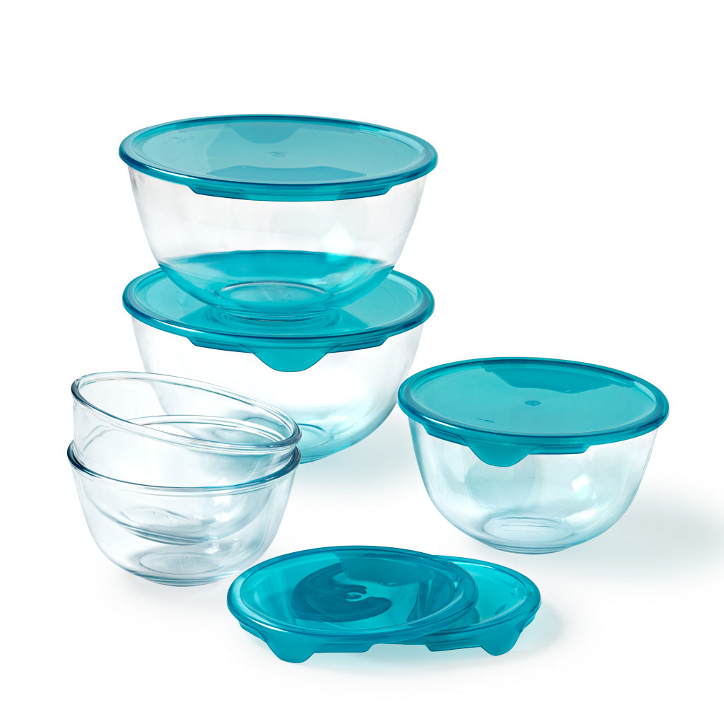 COM-FOUR® Ensemble de 5 bols en verre avec couvercle - bols en verre avec  couvercle en 5 tailles - saladier en verre avec couvercle pour le rangement