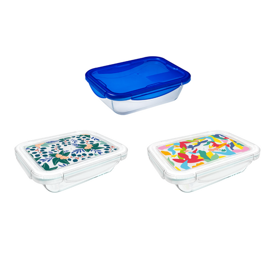 [Edition Limitée] Cook & Go - Lot de 3 Lunch Box en verre avec couvercle hermétique